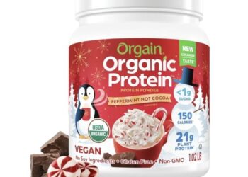 *HOT* Orgain Natural Vegan Peppermint Scorching Cocoa Vacation Taste Protein Powder solely $9.98 shipped, plus extra!
